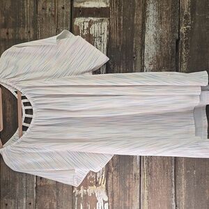 White Birch Multicolor Striped Blouse or beach cover up